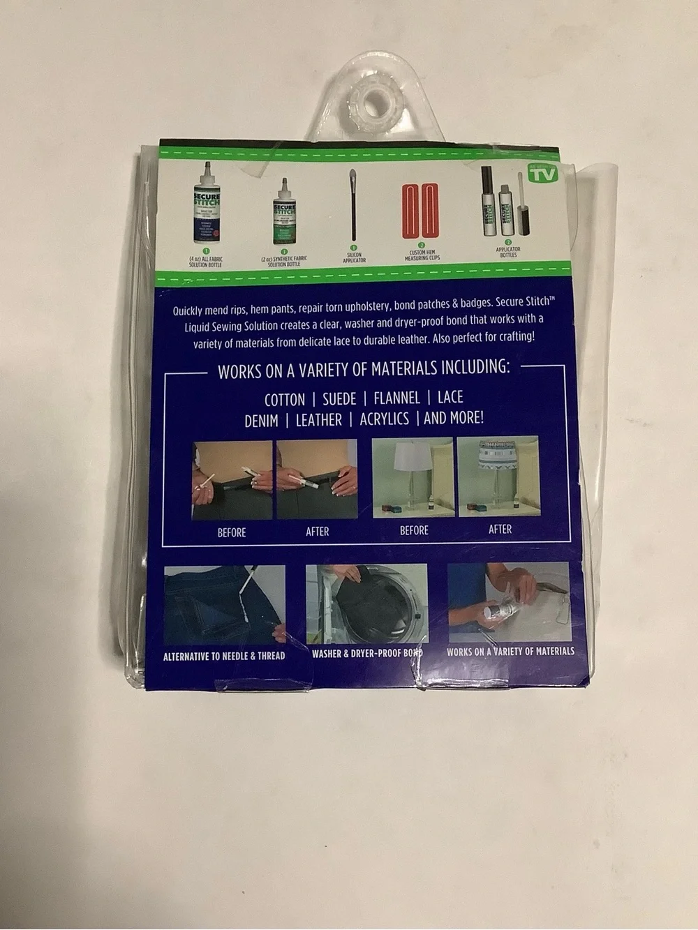 Secure Stitch Liquid Sewing Solution - White & Green Packaging - Picture 2 of 2